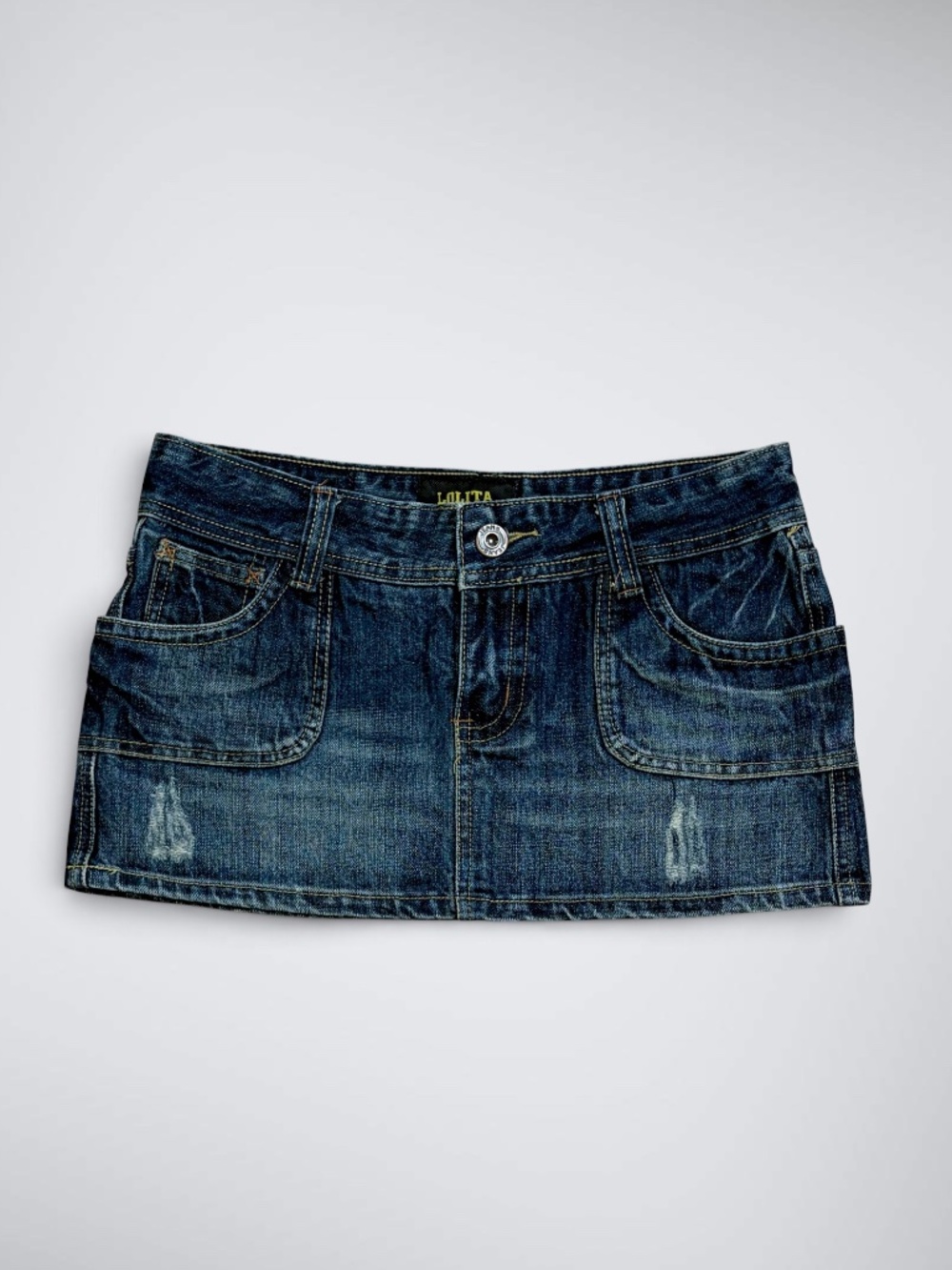 VTG Y2K Lolita Jeans Archival Low Rise Micro Mini Skirt Gyaru